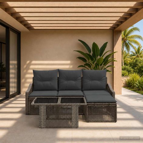 vidaXL Set Divano da Giardino 5 pz Grigio e Grigio Scuro polyrattan (1/5)
