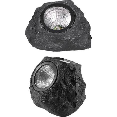 Lot de 2 lanternes solaires LED en pierre pour l'extérieur, idéales pour éclairer pelouse et allée. Installation facile, pour entrée, jardin, terrasse, cour (1/5)