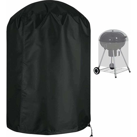 Housse pour barbecue Sphérique Imperméable Anti-déchirure Tissu Oxford 210D Anti-UV avec sangle latérale coupe-vent Noir Φ58 x 77 cm