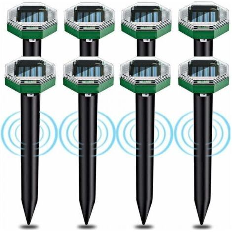 8-Piece Solar Ultrasonic Mole Repellent, IP65 Waterproof, Suitable for Use in Gardens, Terraces and Lawns to Repel Moles (1/4)