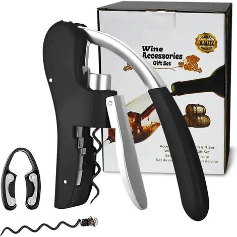 Sacacorchos profesional para botellas de vino - Abrebotellas de aleación de acero y zinc resistente - Abrecorchos práctico - Fácil de usar (1/5)