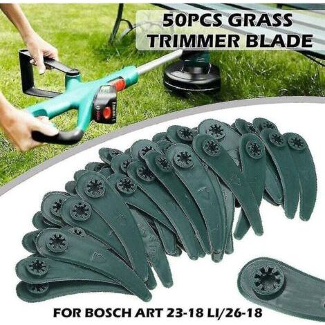 50 Stück Kunststoff-Freischneiderklingen – Kompatibel mit Bosch Art23-18li/Art26-18li – Rasentrimmer – Langlebig – Für Gärtner und Bosch-Besitzer