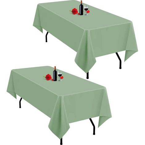 2er-Pack Tischdecken Salbeigrün 153x260 cm Rechteckig Polyester Waschbar