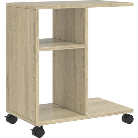 Maison Exclusive - Beistelltisch mit Rollen Sonoma-Eiche 50x30x55