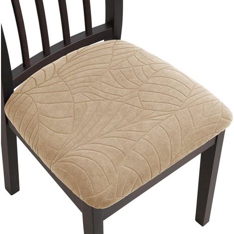 Set di 4 coprisedie in jacquard elasticizzato, impermeabili, sfoderabili e lavabili, per sala da pranzo, hotel, ufficio, cucina, colore bianco crema. (1/5)
