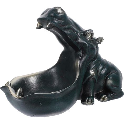 Hippo Plateau de Rangement Multifonction en Résine Bleu Foncé Petit Bol à Bonbons et Vide-Poches Décoratif pour Bureau et Maison Sculpture Hippopotame Originale pour Décoration (1/5)