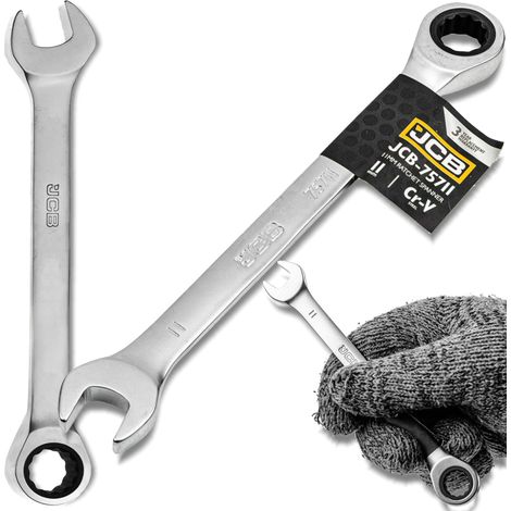 Clé à cliquet double face JCB 11 mm Cr-V 12 pans (1/5)
