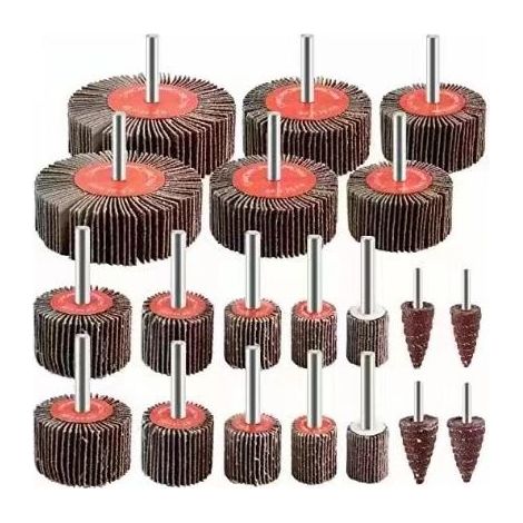 Lot de 20 roues abrasives à lamelles grain 80 – Pour ponçage et polissage bois et métal – Compatible perceuses et meuleuses (1/5)
