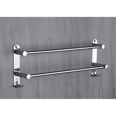 Porte-serviettes, porte-serviettes mural en acier inoxydable, pour salle de bain ou cuisine - 40cm (1/4)
