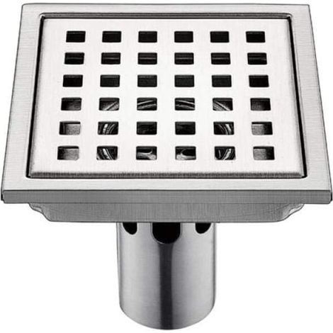 Desagüe de suelo INOX, 1 pieza, desagüe de acero inoxidable, 15 cm x 15 cm, filtro cuadrado, desodorante, antirreflujo, 15 cm (1/4)