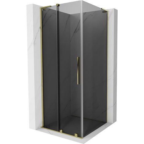 Mexen Velar L Duschkabine zum Schieben 90 x 90 cm, grafit, gold - 871-090-090-43-50 (1/5)