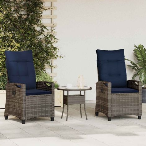 Gartenstuhl 2 pcs Grau und Marineblau 56 x 60 x 112 cm