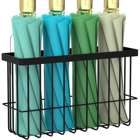 noir Porte-parapluie pour entrée, support mural en métal, organiseur de rangement de parapluie d'intérieur pour la maison, le bureau, le couloir (1/4)