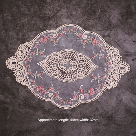 Lot oval européen en dentelle brodée, sets de table transparents, dessous de verre, nappe de table basse, décoration de Noël (1/5)