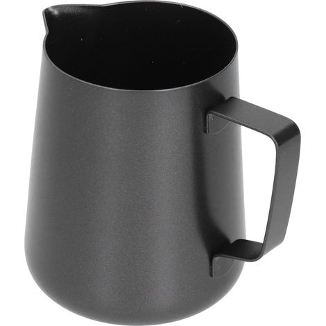 Verstärkter schwarzer Edelstahl-Milchkrug mit Kaffeeauslauf, 600 ml Fassungsvermögen, Kännchen für dicken Milchschaum (1/5)
