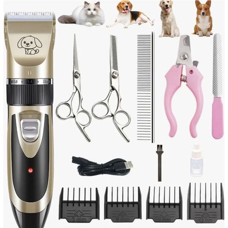 Rechargeable tondeuse professionnelle pour animaux de compagnie avec accessoires , amovibles et lavables , pour chiens, chats (1/5)