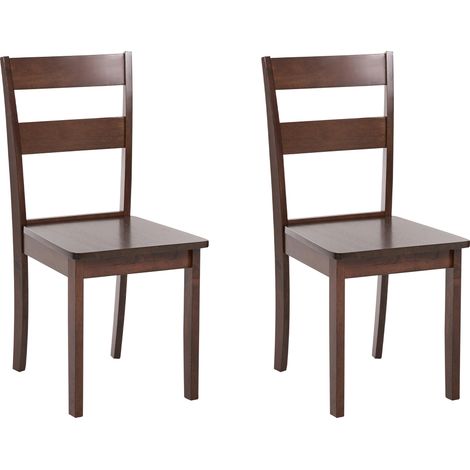 Conjunto de 2 sillas de comedor estilo rústico tradicional de madera de caucho marrón oscuro Georgia (1/5)
