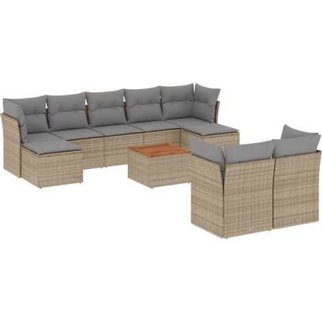 Maison Exclusive - Juego de sofás jardín con cojines beige 10 pza (1/5)