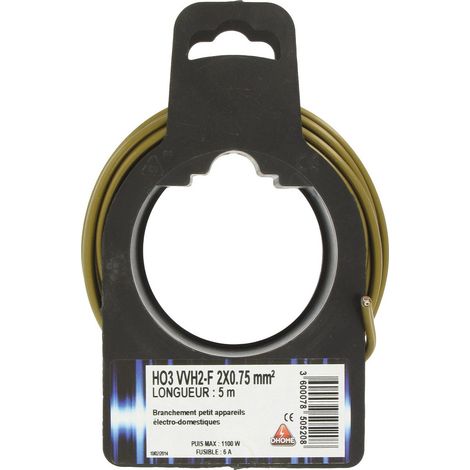 Elektrisches Kabel H03 VVh 2-polig Ovoid 2 x 0,75 mm² 5 Stück