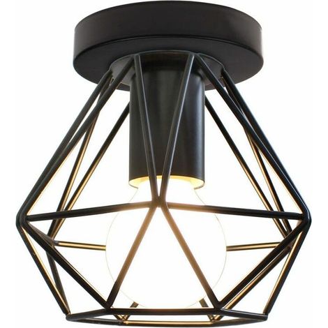 Plafonnier Industriel Cage - Design Rétro Vintage en Métal - Prise E27 - 220-240 V - 60 W Max - Sans Ampoule - x1 (1/4)