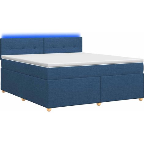 Lit boxspring avec matelas Bleu 180 x 200 cm Tissu (1/5)