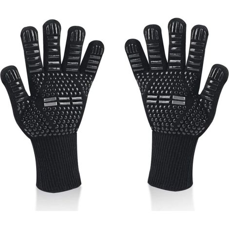 Guanti da barbecue, guanti da forno universali, resistenti al calore fino a 800 °C, antiscivolo, guanti da cucina in silicone ignifugo con protezione per l'avambraccio, per barbecue, cottura in forno,