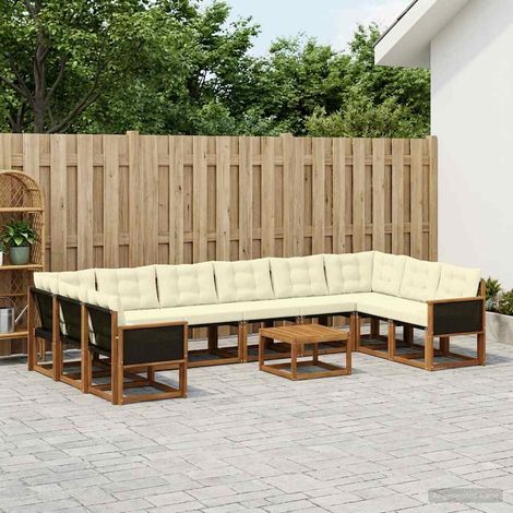 vidaXL Outdoor-Sofagarnitur mit Kissen 11 pcs Natur und Creme (1/5)