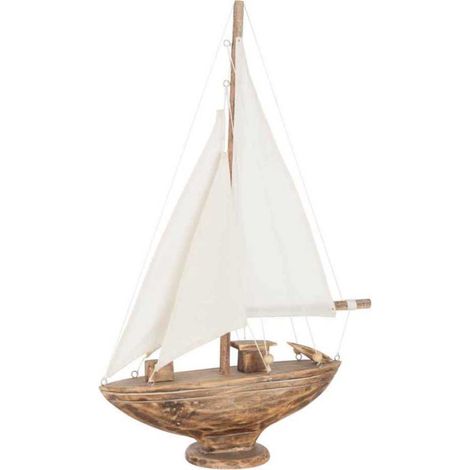 Voilier en Bois Déco "Noa" 40cm Naturel