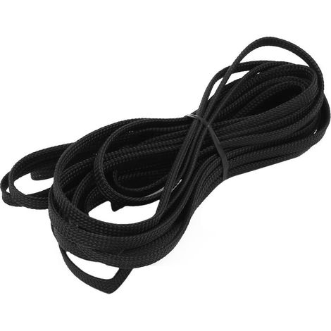 5M 0,6 cm Flachdurchmesser Fest Geflochtenes PET Gaine Câble Wrap Hülle Schwarz