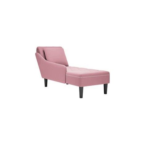 Fauteuil long avec coussin et accoudoir droit rose velours (1/5)