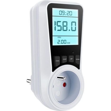 Wattmeter Socket Energy Meter, Power Consumption with 7 Monitoring Modes, Backlit LCD Display, Energy Saving Power Consumption Socket, Overload Protection, 3680W MAX (1/5)
