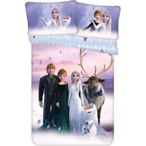 Parure de lit La Reine des Neiges 2, 100 x 135 cm, coton, Elsa, Anna et Olaf