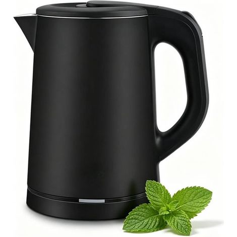 Bouilloire électrique portable - 0,8 litre - Acier inoxydable 304 - 1000 watts - Double paroi isolante - Noire - Protection anti-surchauffe à sec (1/5)