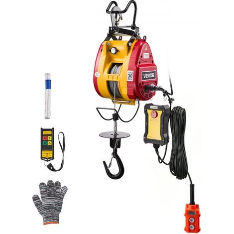 Seilwinde Elektrisch 300 kg, 2-in-1 Elektro-Seilhebezug 1500 W, Hebezug 30 m Hubhöhe, Seilzug 18,9 m/min, mit kabelgebundener & kabelloser Fernbedienung für Fabrik, Lagerhalle & Garage (1/5)