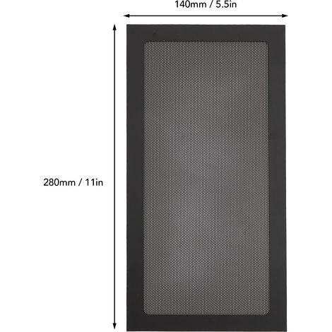 Ortviai Filtre à poussière magnétique pour boîtier PC – 2 pièces en PVC noir, 140 x 280 mm, pour ventilation et alimentation (1/4)