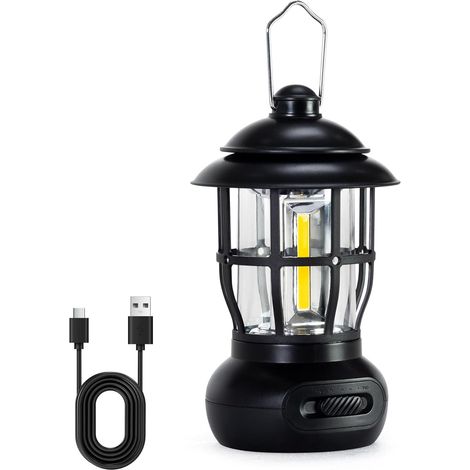 Lanterne de camping LED rechargeable - 2 modes, Type C, étanche IPX4, à suspendre pour les pannes de courant, les pique-niques et les voyages (1/5)