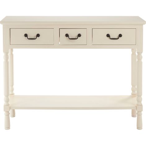 Interiors by Premier Pearl White Console Table for Hallway, Pine Wood  Wood Table for Home Décor with 3 drawers (1/5)