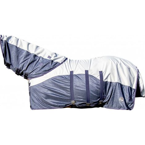 125 cm, Marineblau und Grau 6995: Antipilz-Pferdedecke mit wasserdichter Widerrist-, Hals- und Backendecke Modell Rain (1/4)