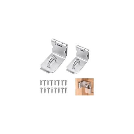 2 PCS Loquet de Cadenas à Angle Droit Moraillon de Cadenas en Acier Inoxydable Cadenas Loquet de Porte 90 Degrés avec 16 Vis pour Jardin, Portes, Salles de Bains, Armoires, Grange(3" et 4")