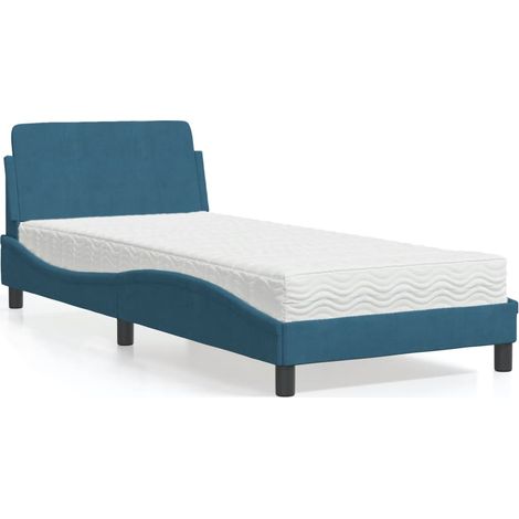 Cama con colchón Dover terciopelo azul 90x190 cm vidaXL (1/5)