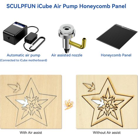 Kit SCULPFUN iCube 2-en-1 dédié : découpe les panneaux en nid d’abeille + pompe à air silencieuse 15 L/min, accessoire pour machine de gravure laser. (1/5)