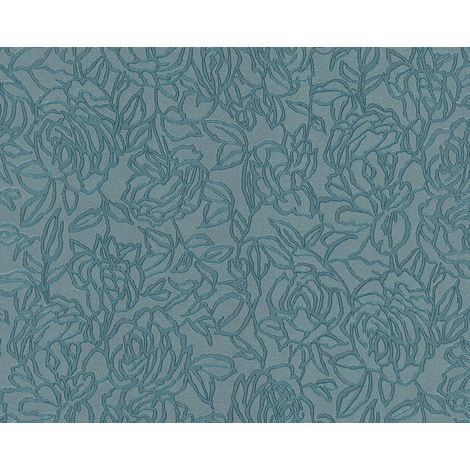 Carta da parati floreale EDEM 9040-28 Carta da parati TNT goffrata a caldo goffrata con ornamenti floreali lucida blu 10,65 m2 (1/5)