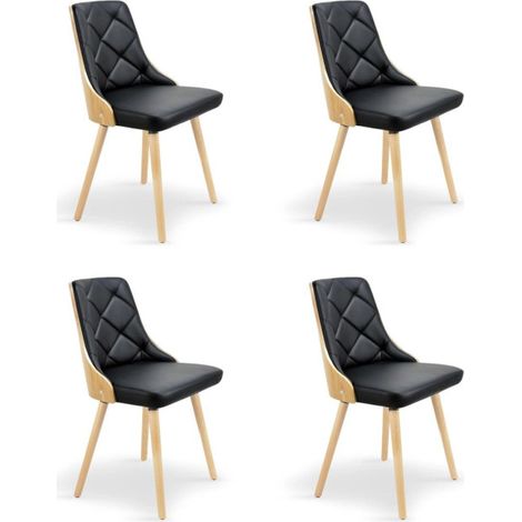 Lot de 4 Chaises Scandinave "Cargo" 79cm Chêne & Noir (1/5)