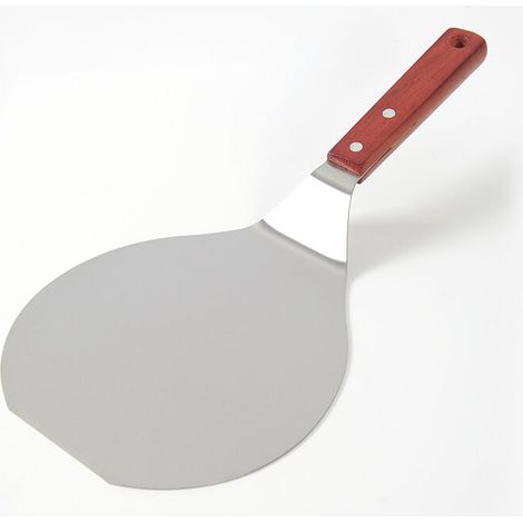BEBUSINGOTO Pizzaspatel, Schäler, Kuchenheber aus Edelstahl, Holzgriff, Tellerhalter, Backwerkzeug, für die Zubereitung von hausgemachter Pizza (1/4)