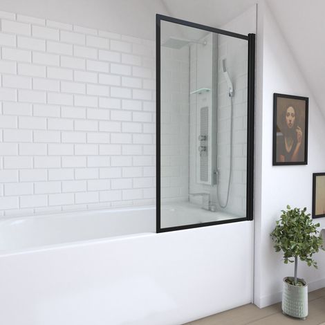 Marwell Badewannenfaltwand Black Edge 75 x 130 cm - schwarz - 1-teilig - Badewannenaufsatz - Duschtrennwand - Duschabtrennung für Badewannen (1/3)