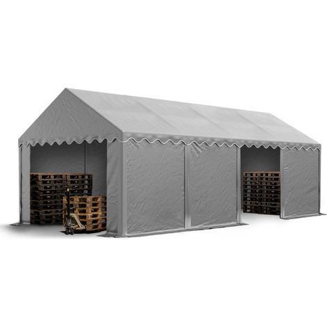 TOOLPORT Storage tent 4x8 m PVC 700 N waterproof shelter grey (1/5)