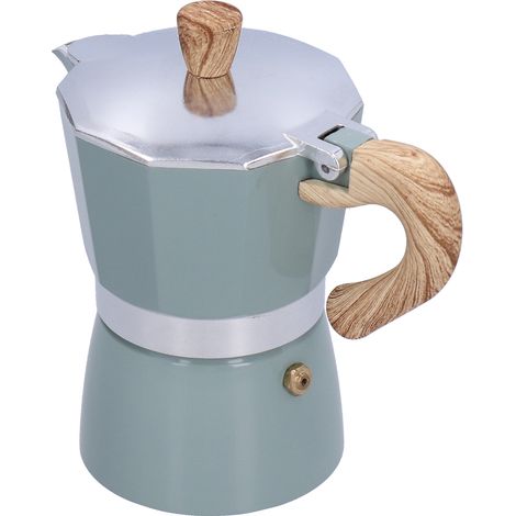 1 Cafetière Moka 150ML Alliage d'Aluminium Poignée Ergonomique Compatible Gaz Éthanol Maison Bureau (1/5)