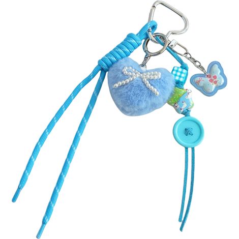 Porte-clés élégant en forme de cur, pendentif, décoration-Bleu