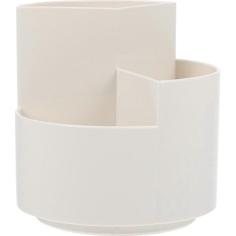 1 porte-stylo rond multifonctionnel, rotatif, pour bureau-12x12x5.5cm-White
