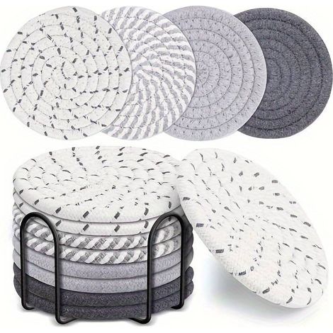 Sets de table en fil de coton, tapis isolants tissés à la main, absorbants, dessous de plat, dessous de tasse, sets de table